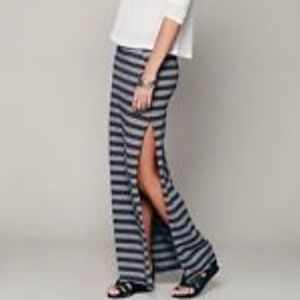 Free People Beach Gray Striped Maxi Skirt